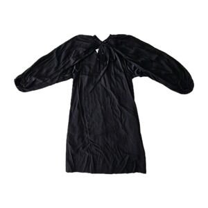 NWT COS Cape Balloon Sleeve Ascot Bow Necktie LBD Black Mini Shift Dress 6